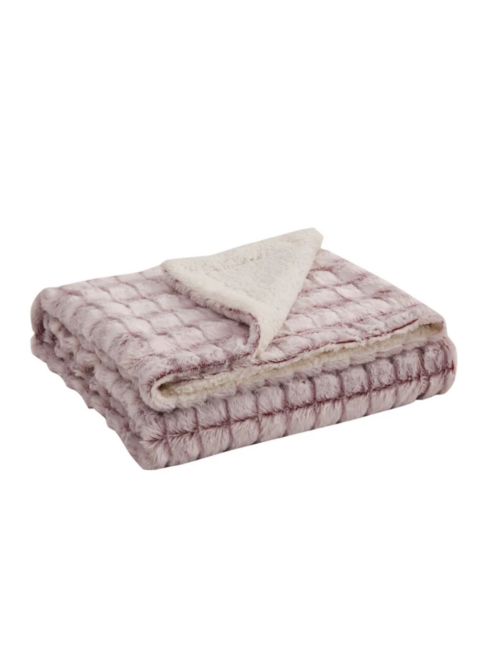 NWT Royal Luxe Light Pink Reversible Micromink to Faux-Sherpa Throw, 50" x 60"